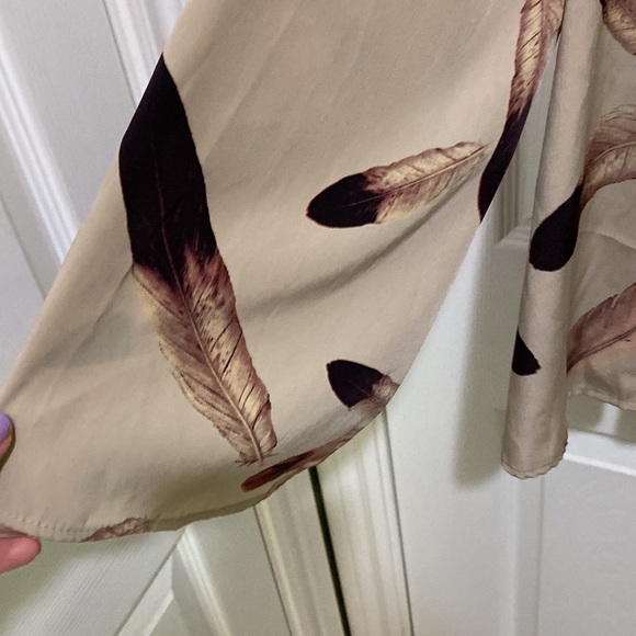 Audrey 3+1 Open Lightweight Feather Motif Blouse Cardigan Women’s Size Medium - Picture 2 of 6